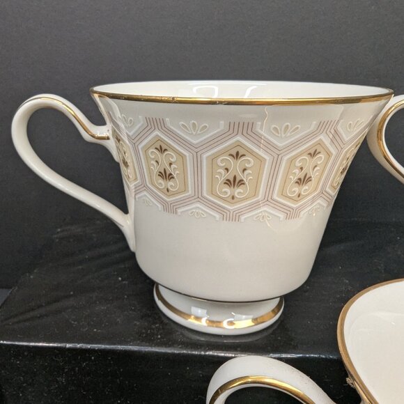 Noritake Japan Kingswood 7178 Footed Gold Trim 6 Oz Teacup Set of 3 - Picture 5 of 10